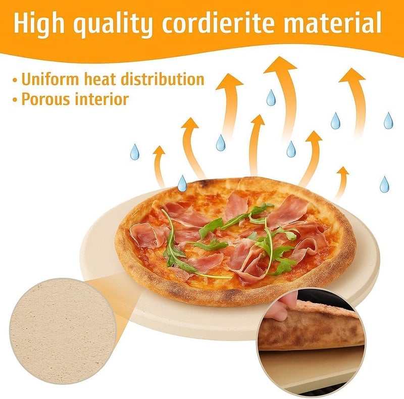 GDGZJJD Large Pizza Stone Round 16", Heavy Duty Cooking Stone for Grill, Baking Pizza Stone for bread, Ideal for Grilling Baking Several Sizes of Pizzas - Image 3